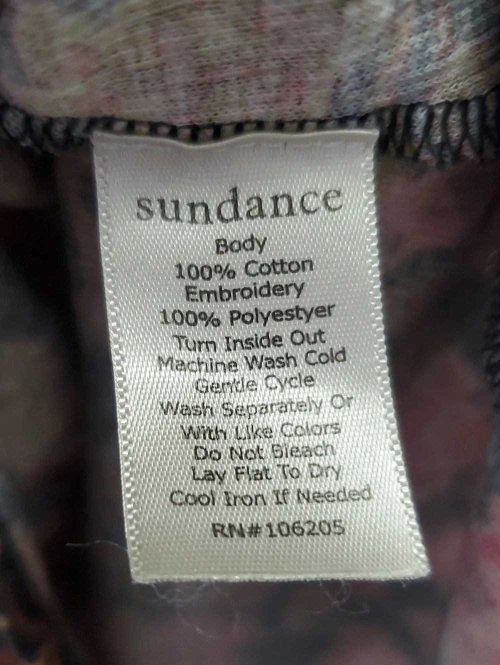 Sundance Cordelia Bloom Floral Print Thermal Henley Top Size Large Black Combo